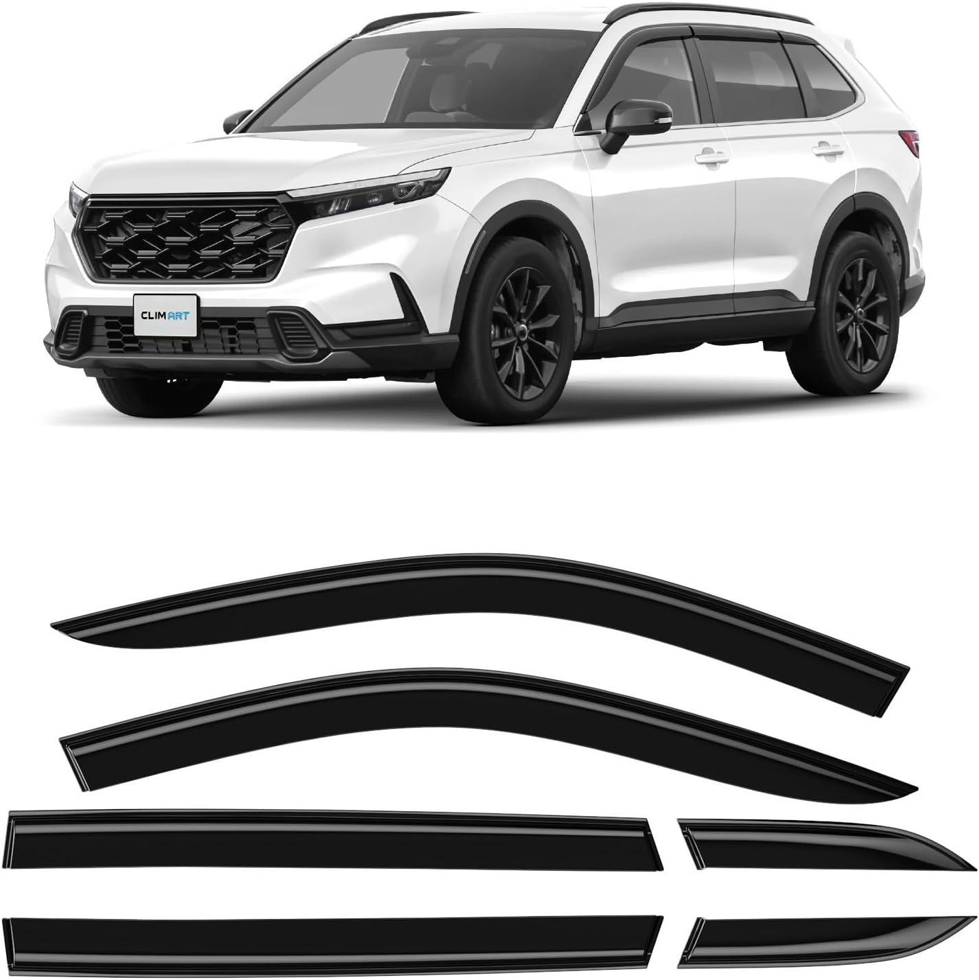 Windgeleiders Honda Civic Sedan 2017-2022 | 4 Stuks | Zwart donker getint acryl | In-channel