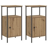 vidaXL Nachtkastjes 2 st 41x31x80cm bewerkt hout artisanaal eikenkleur