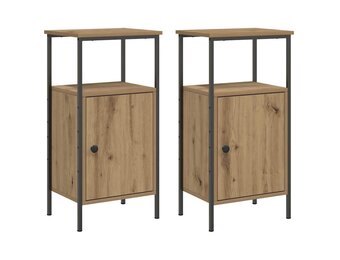 vidaXL Nachtkastjes 2 st 41x31x80cm bewerkt hout artisanaal eikenkleur