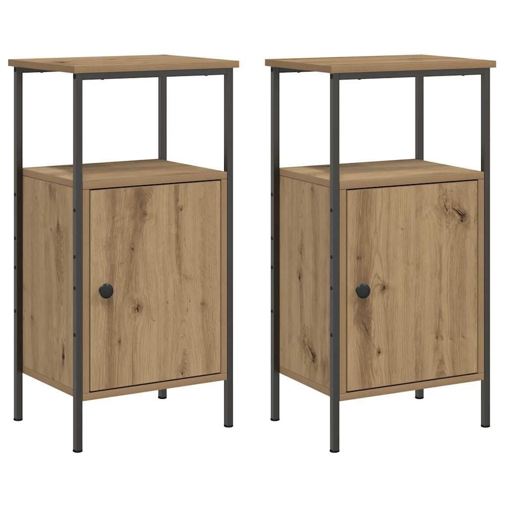 vidaXL Nachtkastjes 2 st 41x31x80cm bewerkt hout artisanaal eikenkleur