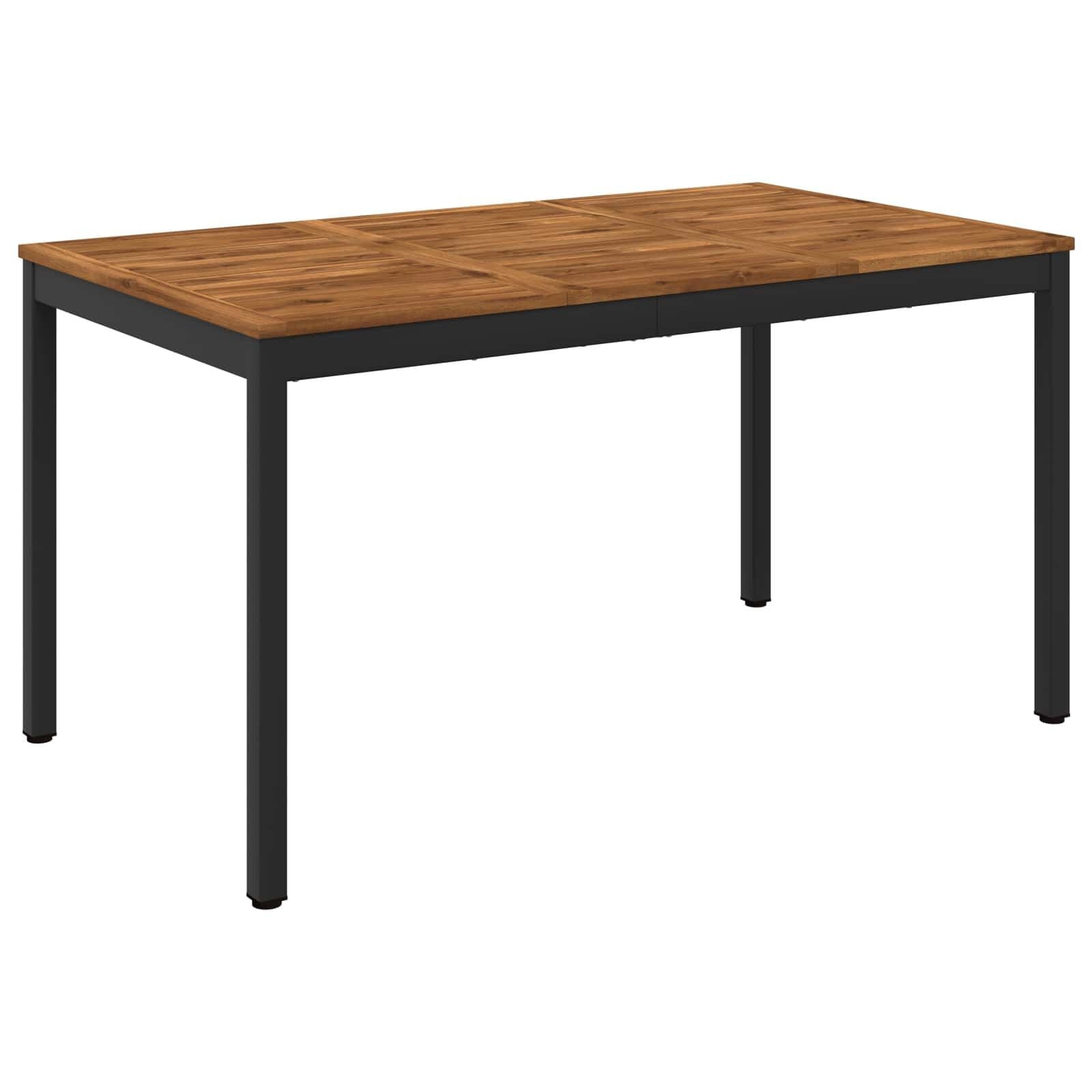 vidaXL Tuindiner tafel Naturel en Zwart 141 x 80,5 x 75 cm