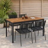 vidaXL Tuindiner tafel Naturel en Zwart 141 x 80,5 x 75 cm