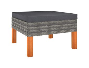 vidaXL Voetenbank poly rattan en massief eucalyptushout