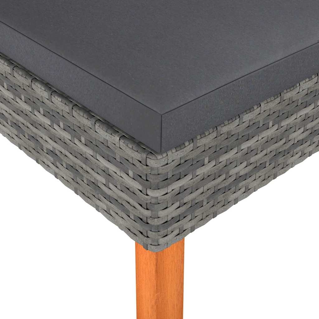 vidaXL Voetenbank poly rattan en massief eucalyptushout