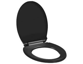 vidaXL Toiletbril soft-close met quick-release ontwerp zwart