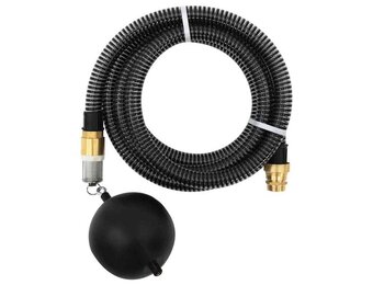 vidaXL Zuigslang met messing koppelingen 1,1'' 15 m PVC zwart