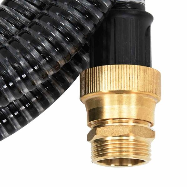 vidaXL Zuigslang met messing koppelingen 1,1'' 15 m PVC zwart