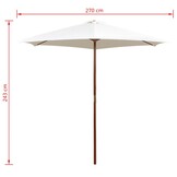 vidaXL Parasol 270x270 cm houten paal crèmewit