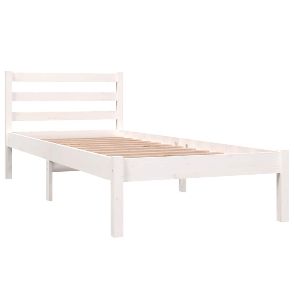 vidaXL Bedframe massief grenenhout wit 75x190 cm