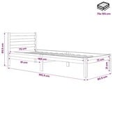 vidaXL Bedframe massief grenenhout wit 75x190 cm