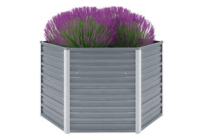 Verhoogde Plantenbak 129x129x77 cm Gegalvaniseerd Staal Grijs - 33% Korting
