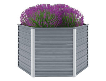 Verhoogde Plantenbak 129x129x77 cm Gegalvaniseerd Staal Grijs - 33% Korting