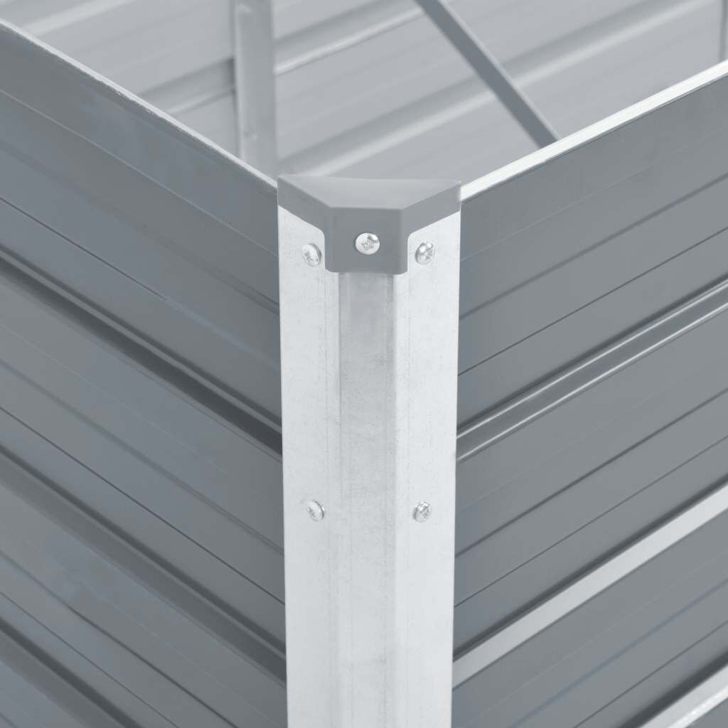 Verhoogde Plantenbak 129x129x77 cm Gegalvaniseerd Staal Grijs - 33% Korting