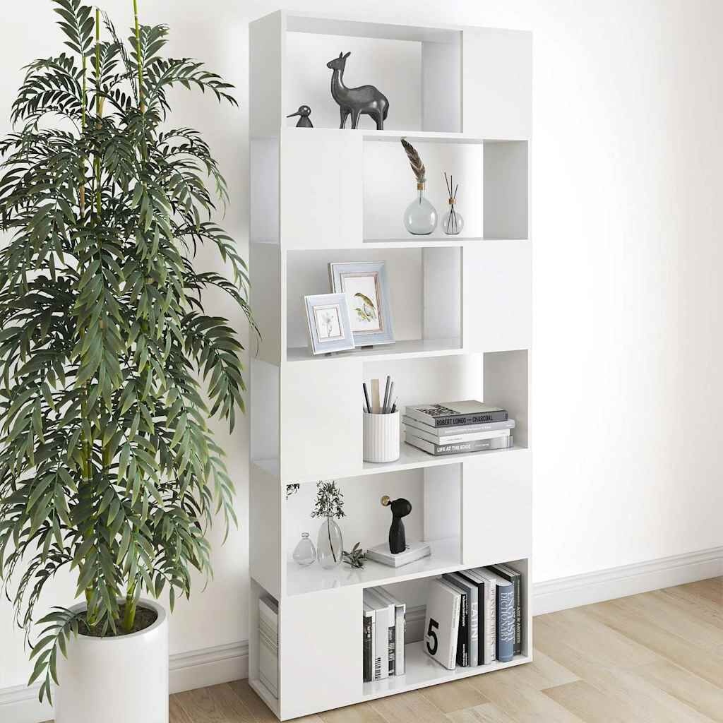 Boekenkast/Kamerscherm Wit Bewerkt Hout (80x24x186 cm) - 34% Korting