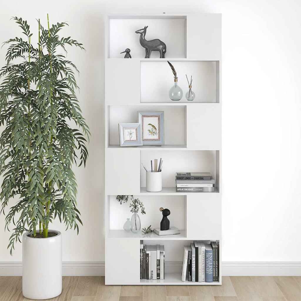 Boekenkast/Kamerscherm Wit Bewerkt Hout (80x24x186 cm) - 34% Korting