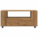 Tv-meubel met wielen - Hout Artisanaal Eiken - 54% Korting