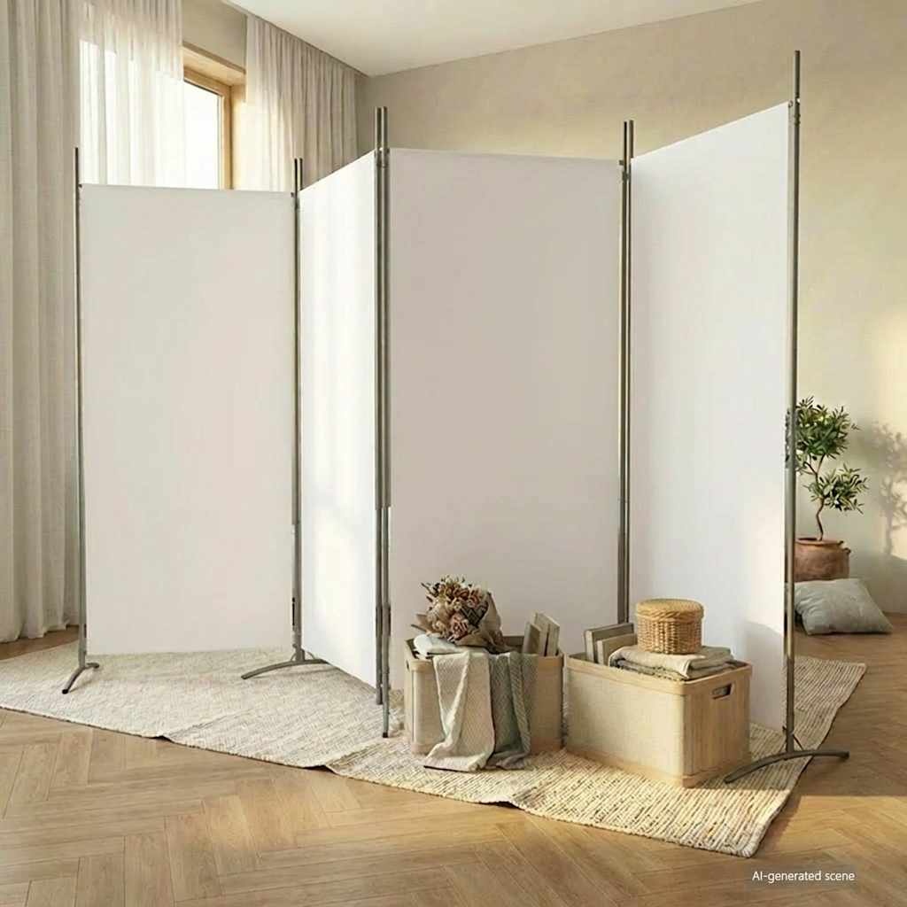 vidaXL Kamerscherm met 4 panelen 346x180 cm stof wit