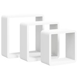vidaXL Wandschappen kubus 3 st MDF wit