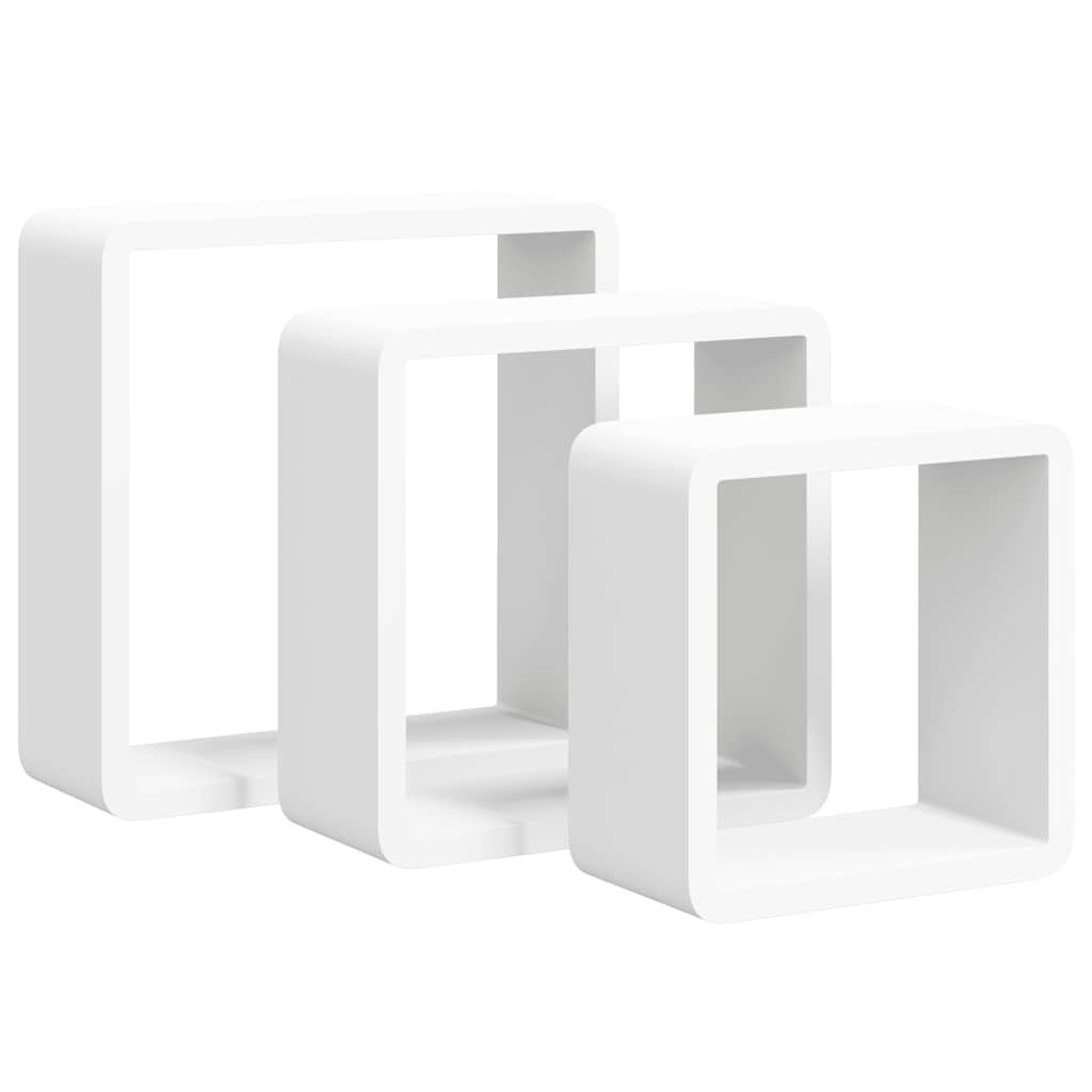 vidaXL Wandschappen kubus 3 st MDF wit