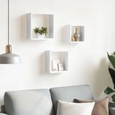vidaXL Wandschappen kubus 3 st MDF wit