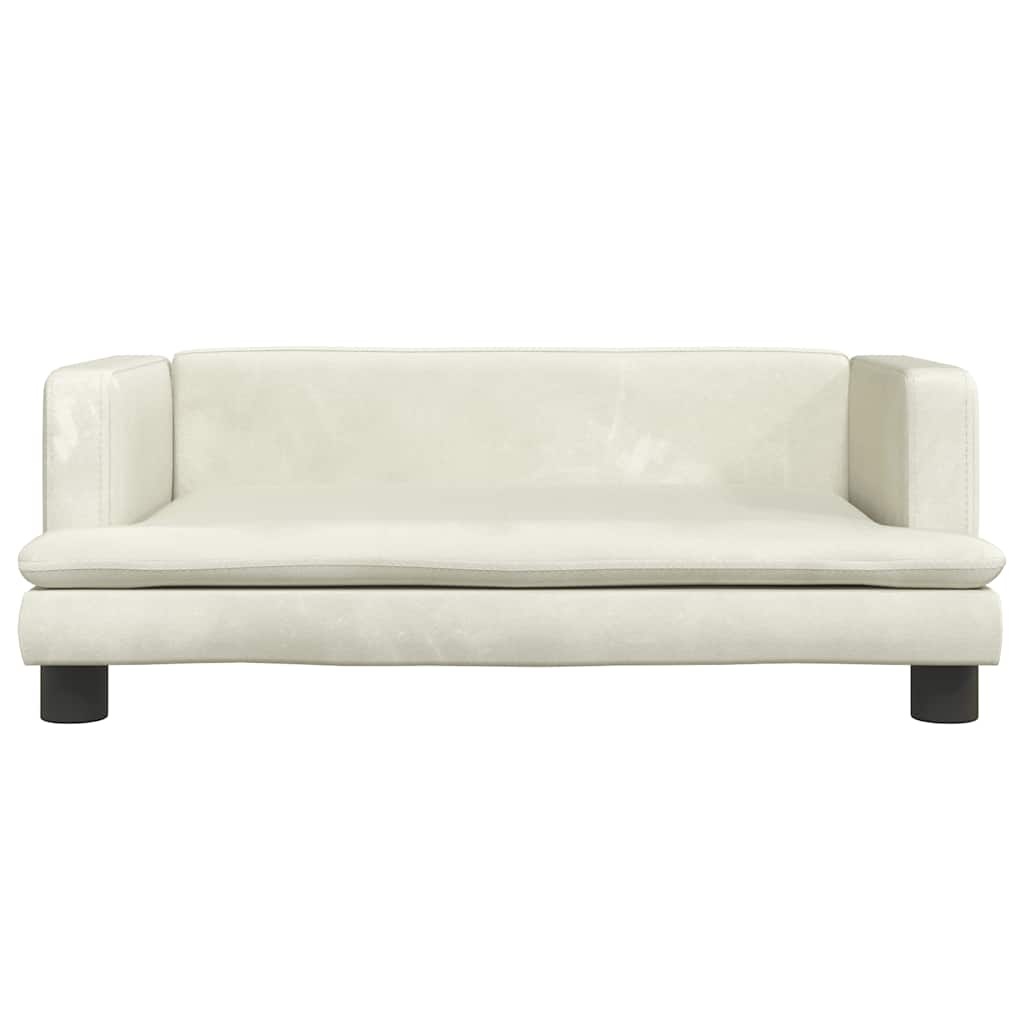 vidaXL Kinderbank 80x45x30 cm fluweel crèmekleurig