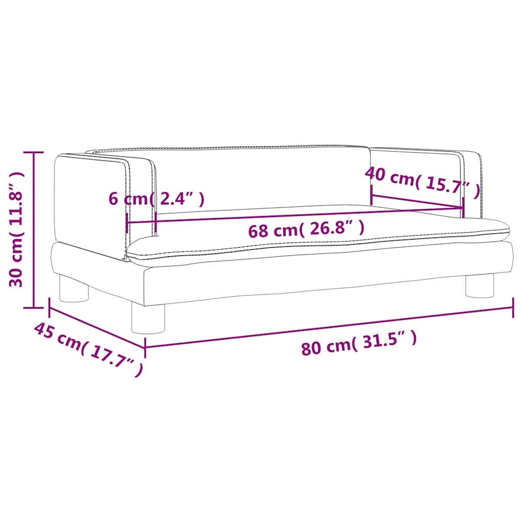 vidaXL Kinderbank 80x45x30 cm fluweel crèmekleurig