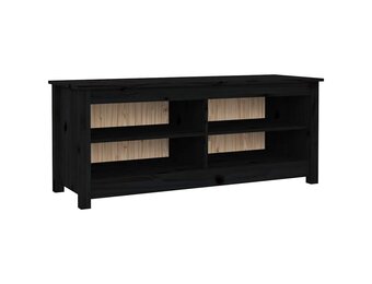 vidaXL Schoenenbank 110x38x45,5 cm massief grenenhout zwart