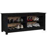 vidaXL Schoenenbank 110x38x45,5 cm massief grenenhout zwart