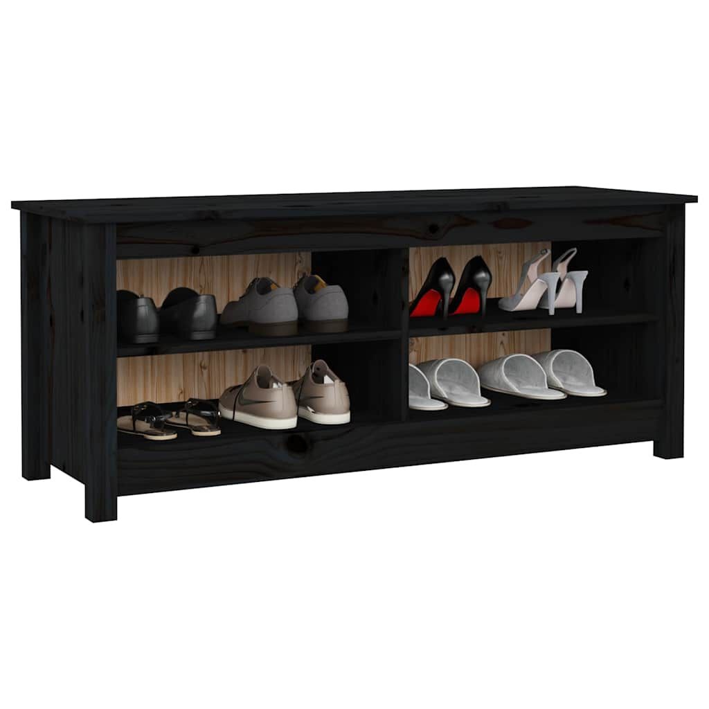 vidaXL Schoenenbank 110x38x45,5 cm massief grenenhout zwart