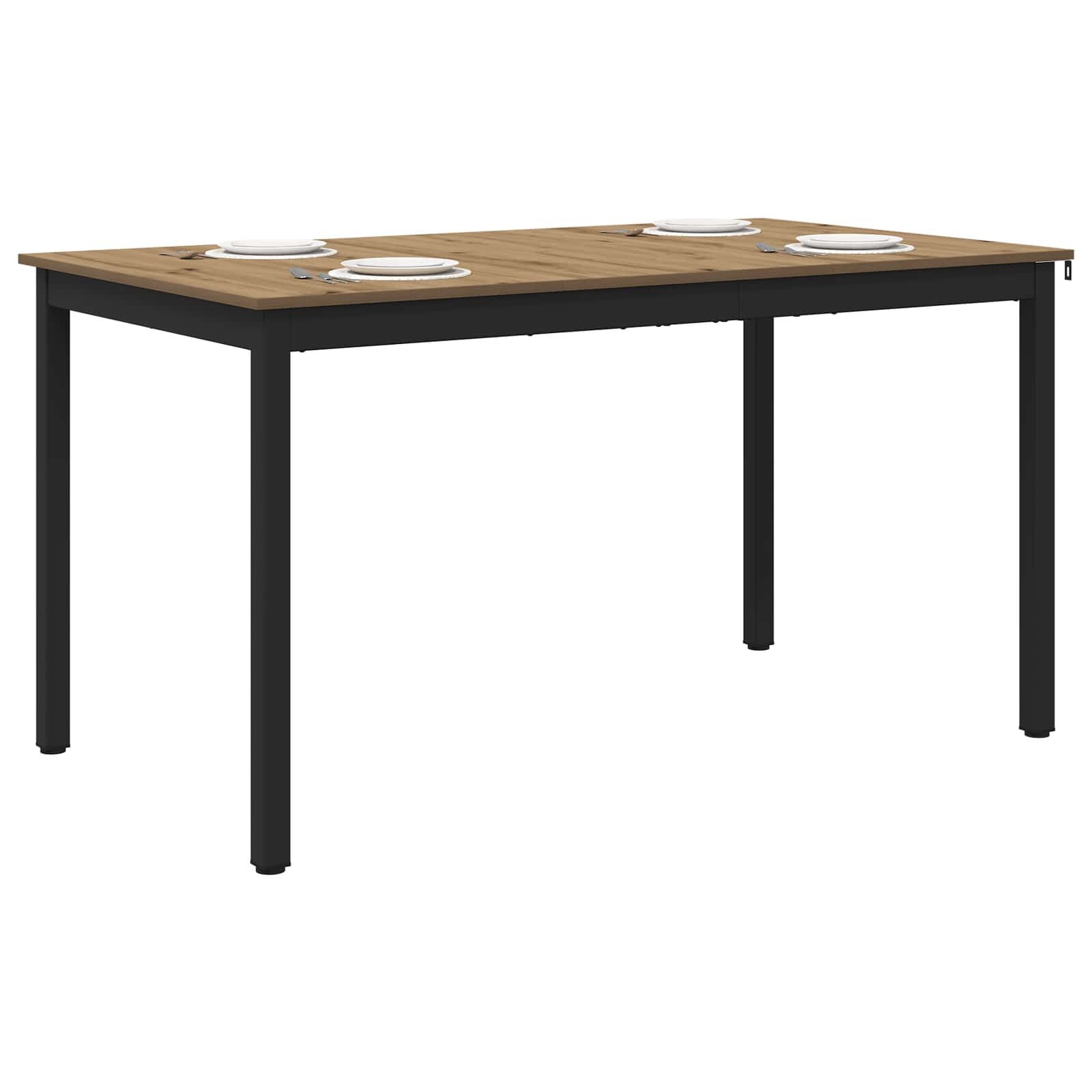 vidaXL Eettafels 140 x 80 x 75 cm Bewerkt hout Artisanaal eiken