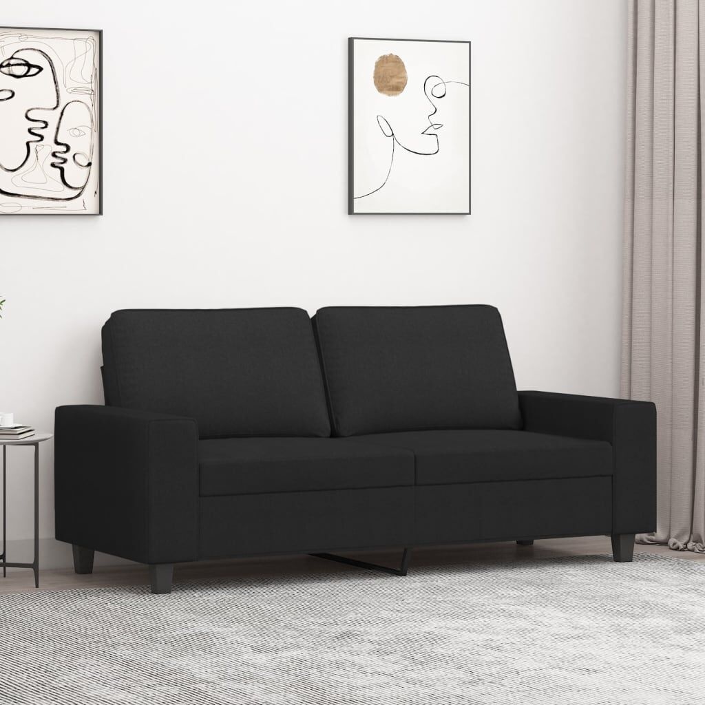 vidaXL Tweezitsbank 140 cm stof zwart