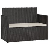 VidaXL Tuinbank met kussens 105 cm Poly rotan Zwart - 34% Korting