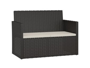 VidaXL Tuinbank met kussens 105 cm Poly rotan Zwart - 34% Korting