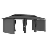 vidaXL Prieel met gordijnen 600x298x270 cm antraciet