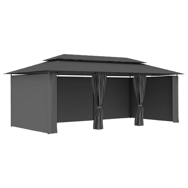 vidaXL Prieel met gordijnen 600x298x270 cm antraciet