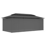 vidaXL Prieel met gordijnen 600x298x270 cm antraciet