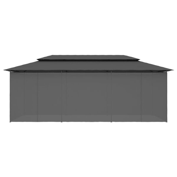 vidaXL Prieel met gordijnen 600x298x270 cm antraciet