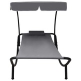 VidaXL Loungebed met Luifel en Kussen Grijs - 34% Korting