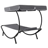 VidaXL Loungebed met Luifel en Kussen Grijs - 34% Korting