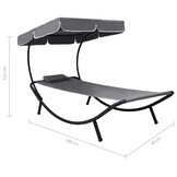VidaXL Loungebed met Luifel en Kussen Grijs - 34% Korting