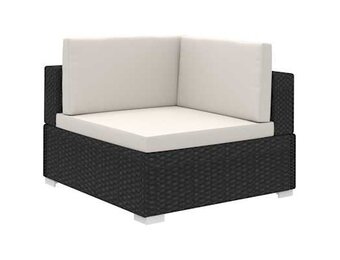 Loungeset met kussens poly rattan zwart - 35% Korting