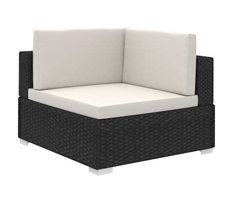 Loungeset met kussens poly rattan zwart - 35% Korting