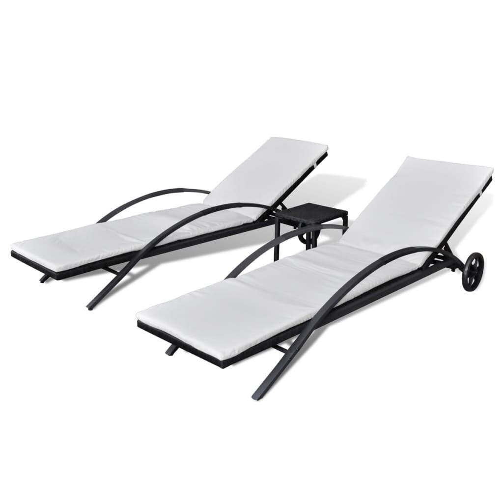 VidaXL Ligbedden Set Poly Rattan Zwart - 35% Korting