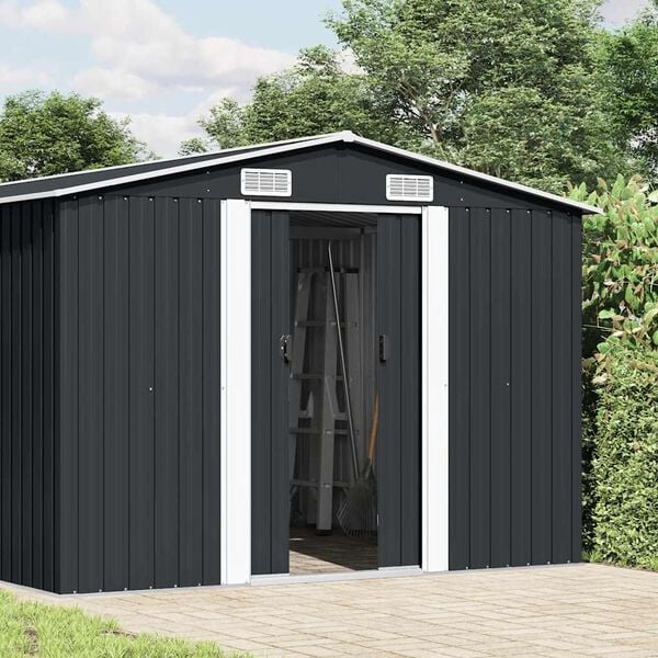 VidaXL Tuinschuur 257x392x181 cm Metaal Antraciet - 60% Korting