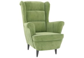 Lichtgroene Fluwelen Fauteuil met Houtfineer Frame - 35% Korting