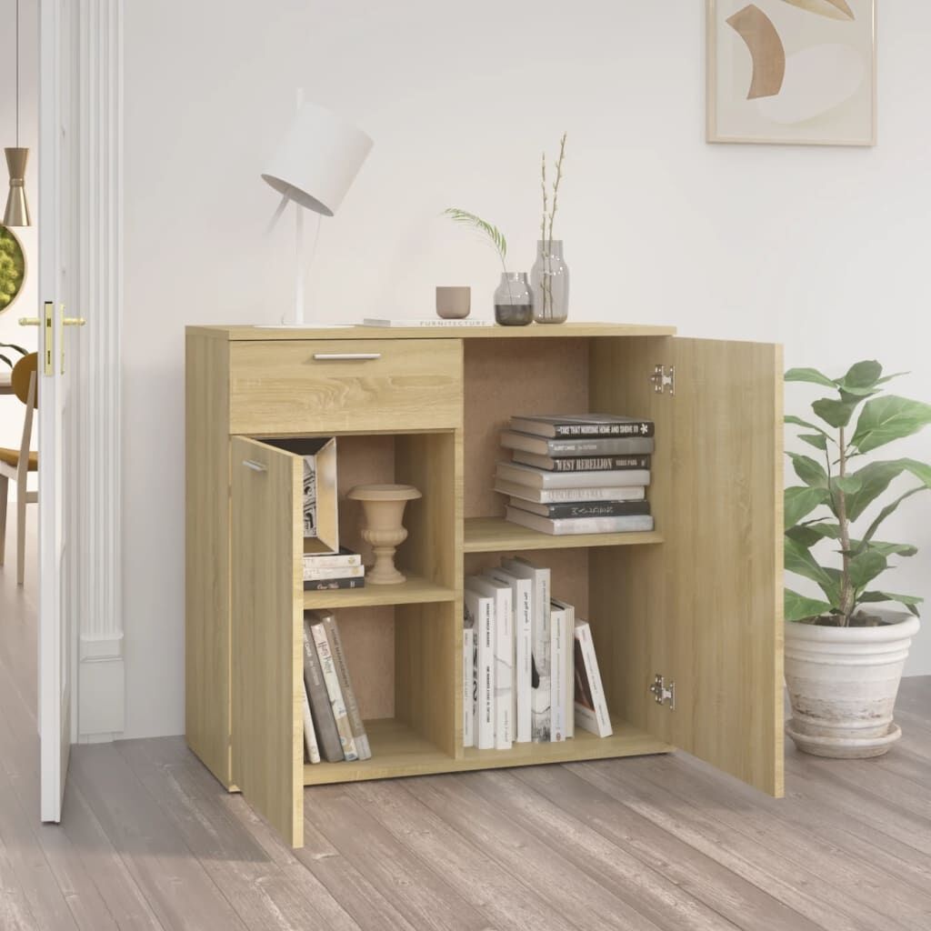 Dressoir 80x36x75 cm Bewerkt Hout Sonoma Eiken (34% Korting)
