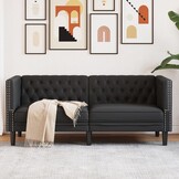 VidaXL 2-zitsbank Chesterfield Kunstleer Zwart - 35% Korting