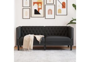VidaXL 2-zitsbank Chesterfield Kunstleer Zwart - 35% Korting