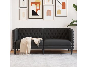 VidaXL 2-zitsbank Chesterfield Kunstleer Zwart - 35% Korting