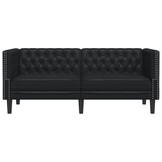VidaXL 2-zitsbank Chesterfield Kunstleer Zwart - 35% Korting
